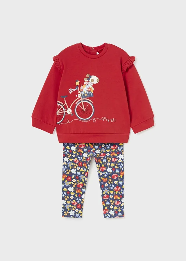 2767- Pullover and leggings set for baby girl - Paprika