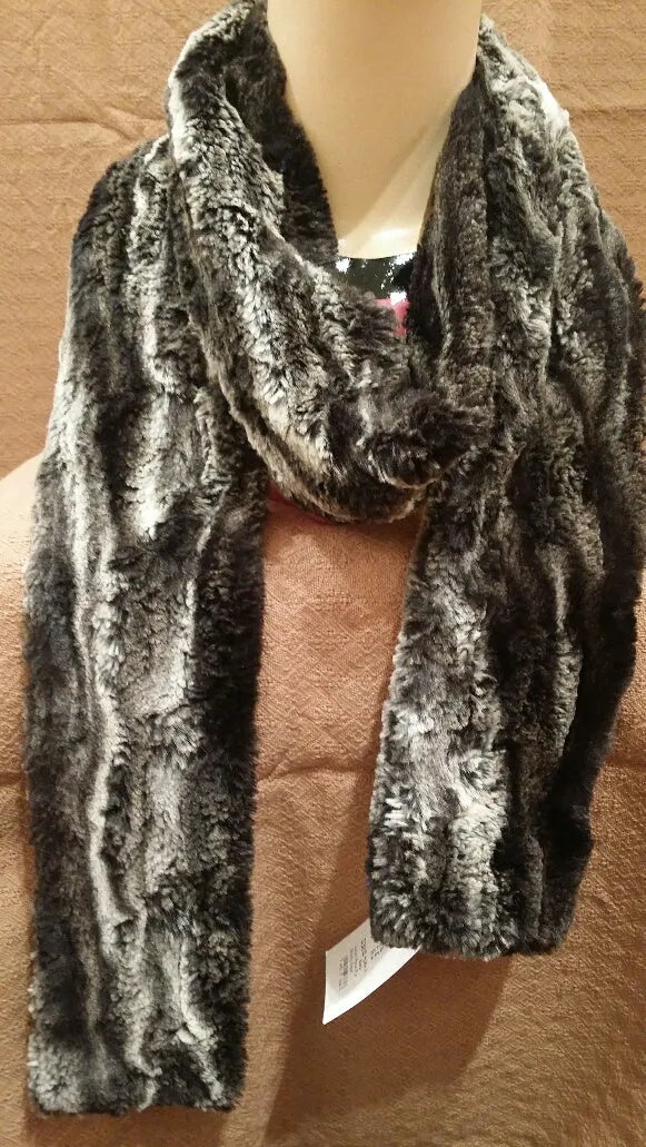 Agate in Black Luxury Faux Fur Skinny Scarf