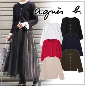 Agnes b  |Long Sleeves Plain Cardigans