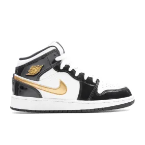 Air Jordan 1 Mid SE (GS) 'Black Gold' - Black/Metallic Gold/White