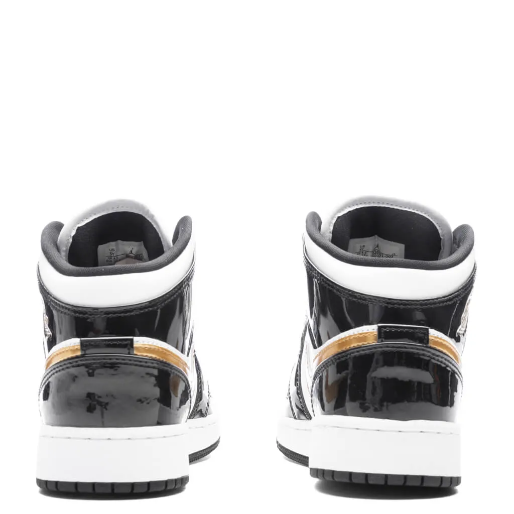 Air Jordan 1 Mid SE (GS) 'Black Gold' - Black/Metallic Gold/White