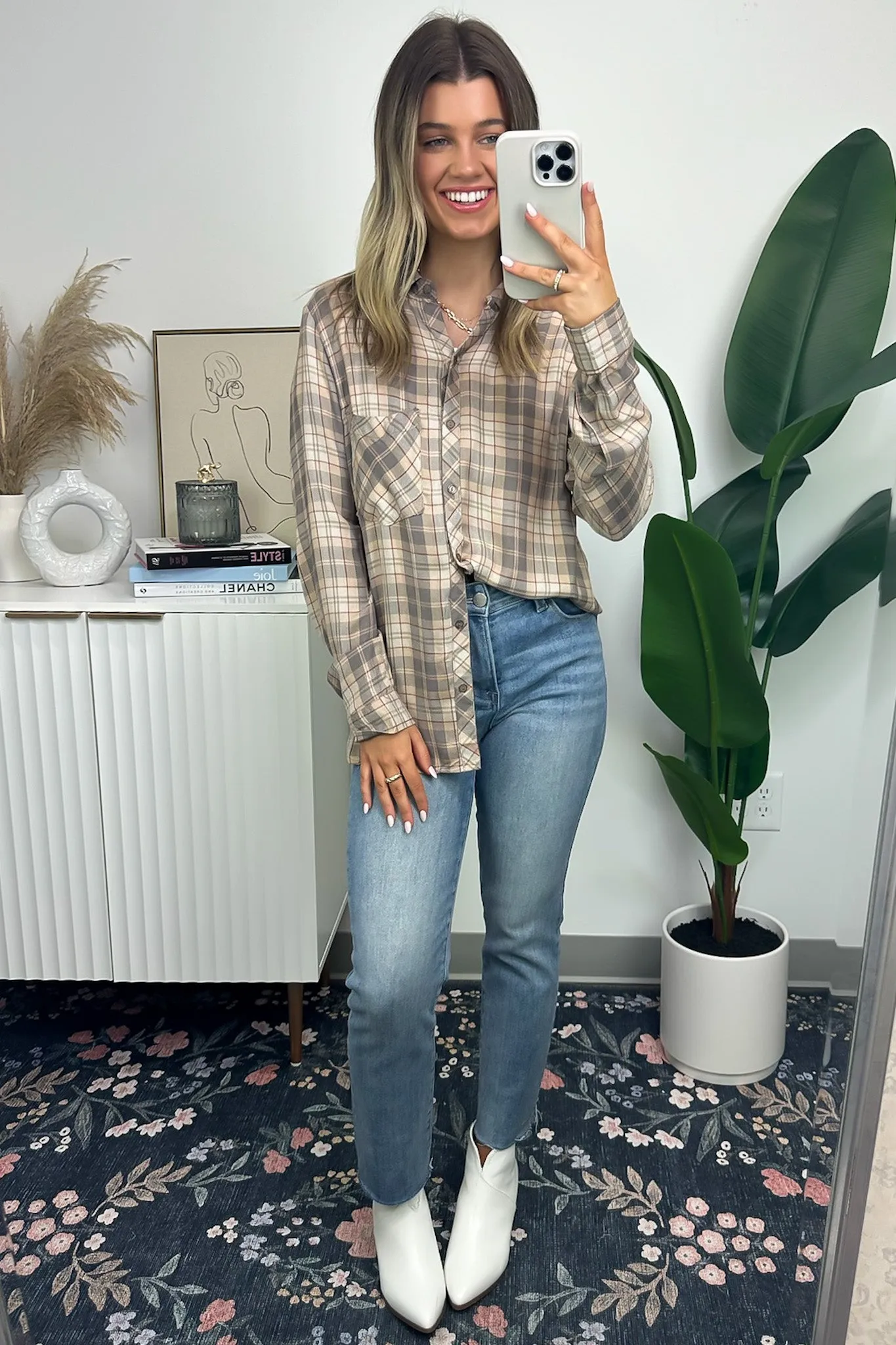 Alliyah Plaid Pocket Button Down Top - FINAL SALE