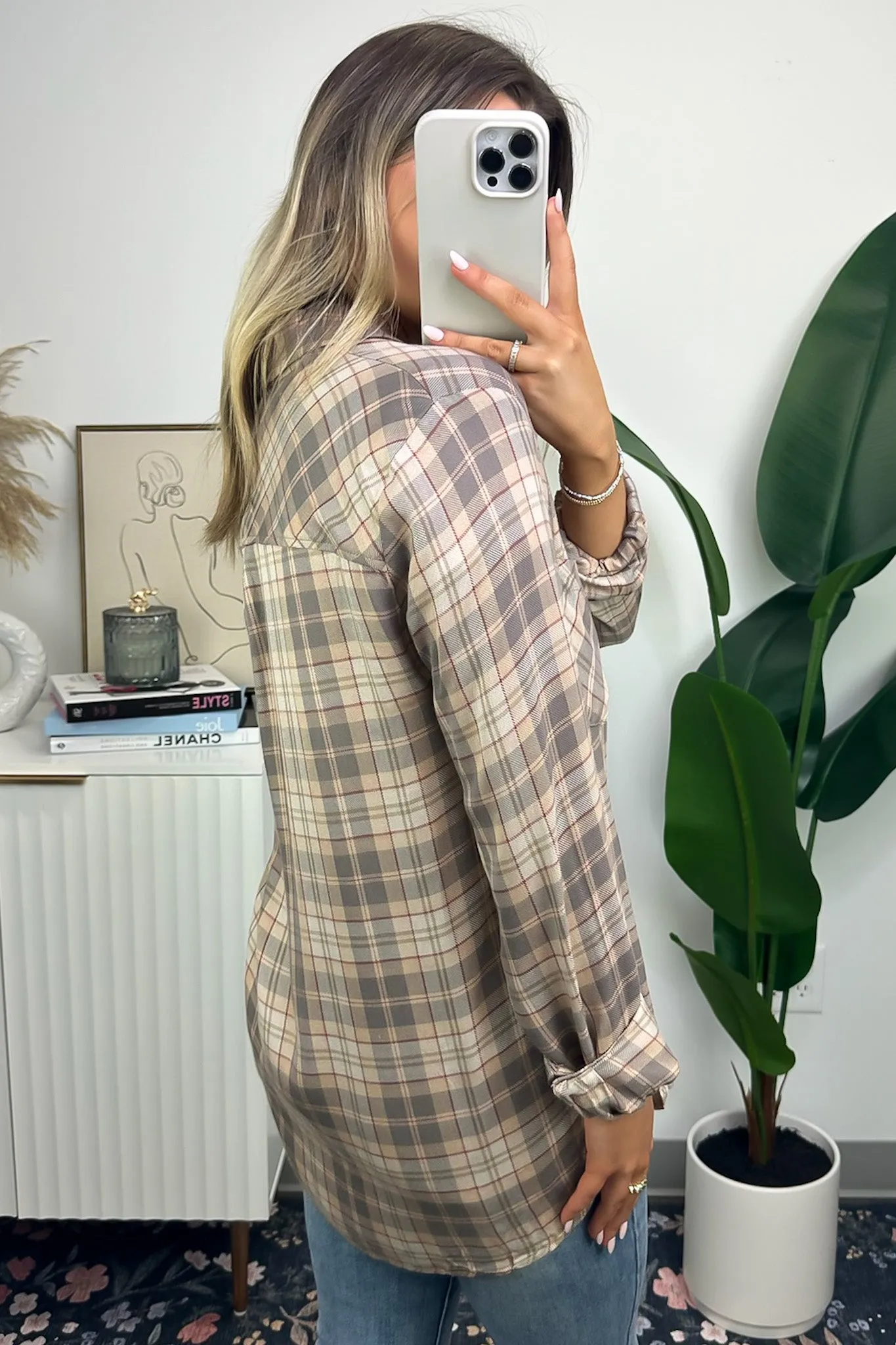 Alliyah Plaid Pocket Button Down Top - FINAL SALE