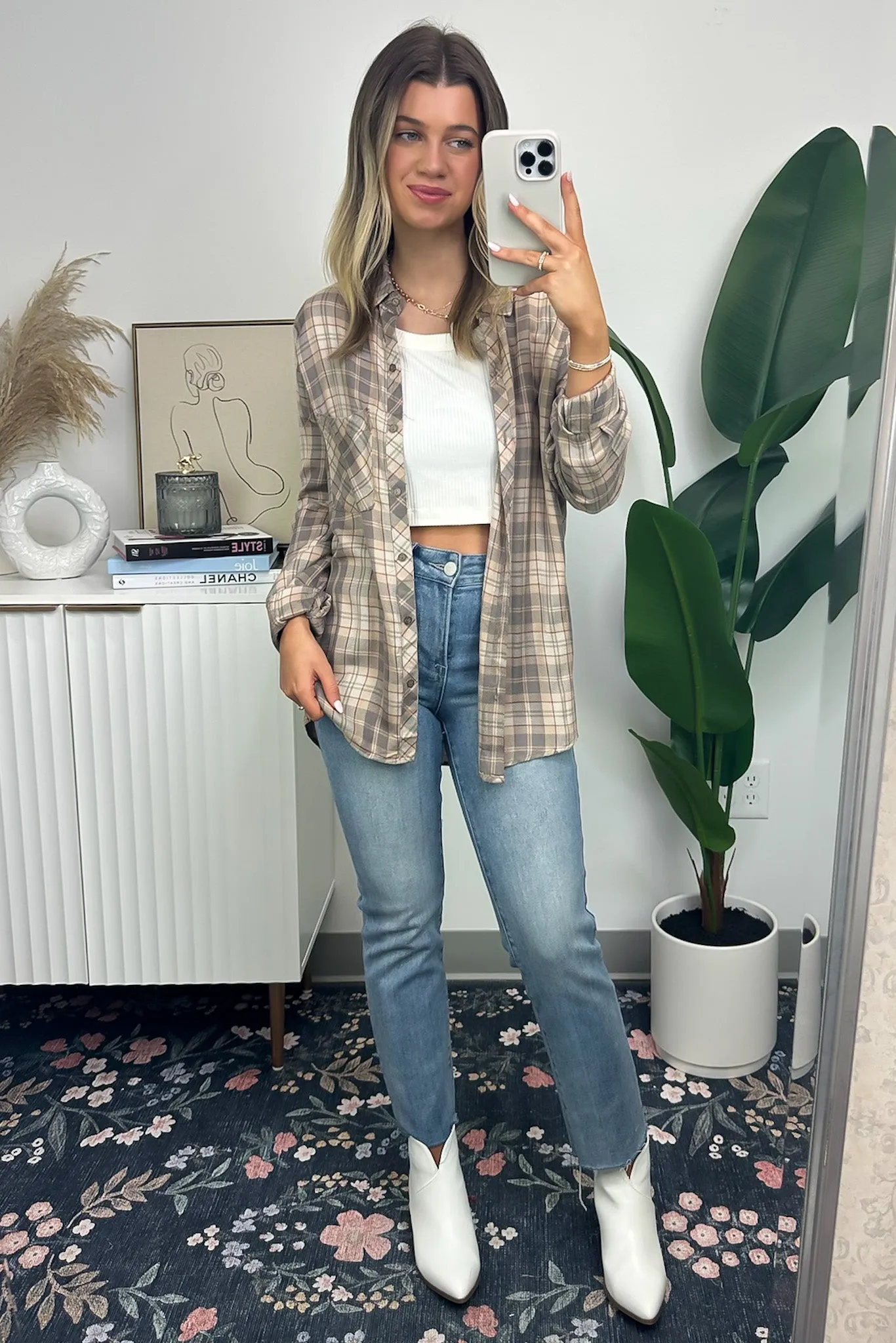 Alliyah Plaid Pocket Button Down Top - FINAL SALE