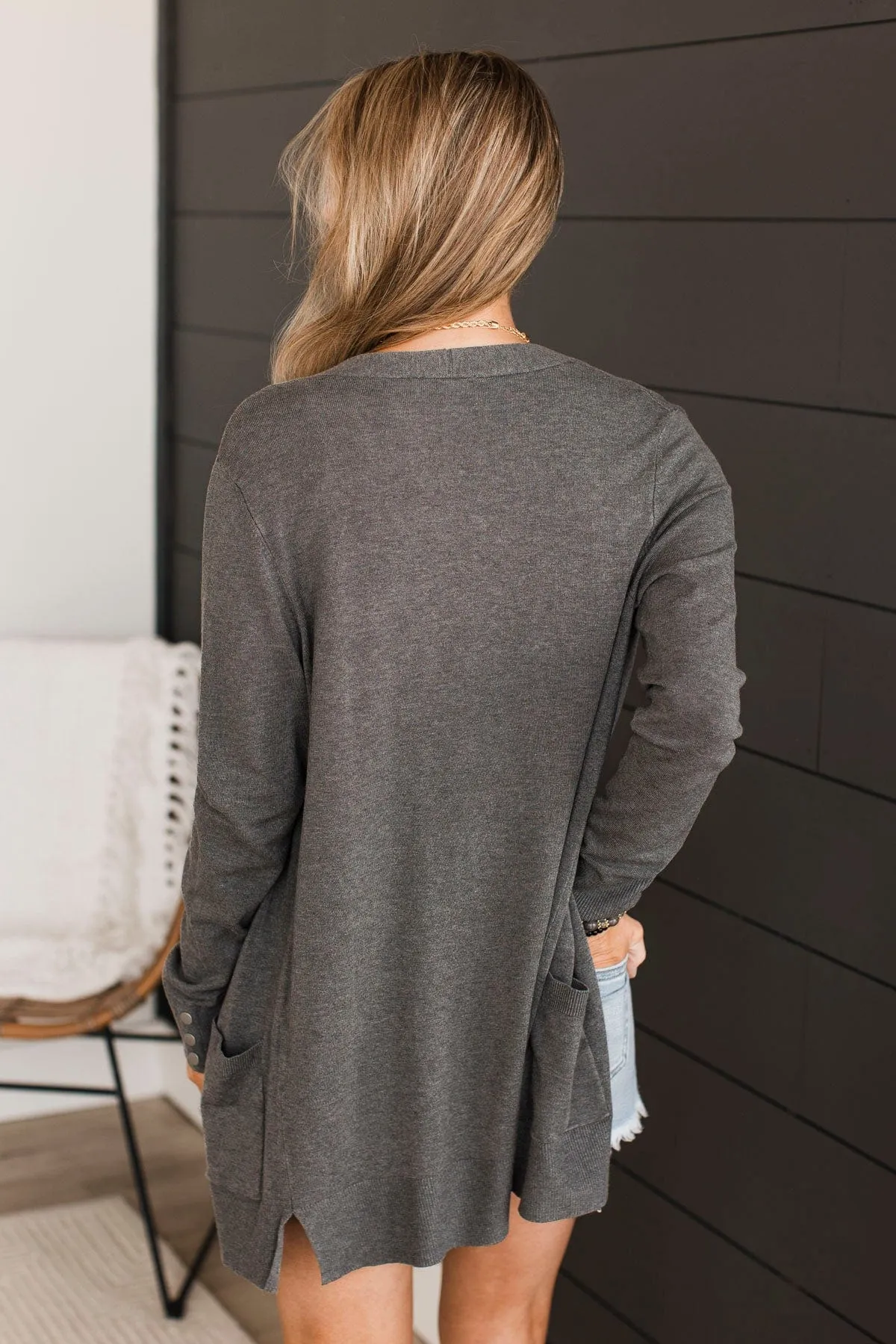 Always Impressive Knit Cardigan- Charcoal