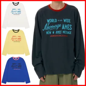 AMES-WORLDWIDE  |Unisex Street Style Long Sleeves Plain Cotton