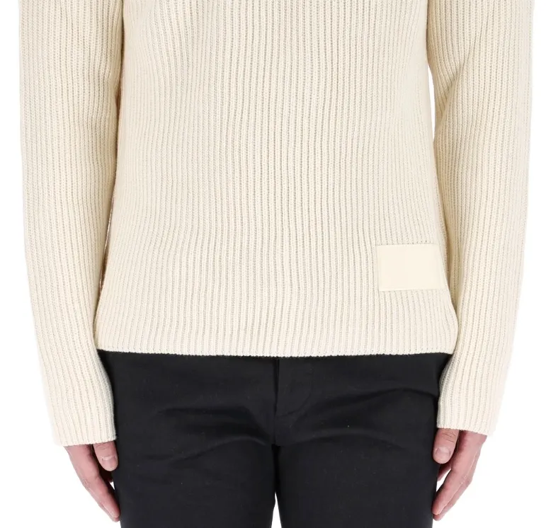 AMI PARIS  |Pullovers Unisex Wool U-Neck Long Sleeves Plain Cotton