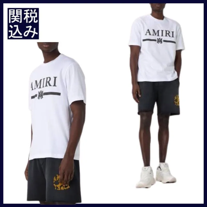 AMIRI  |Crew Neck Pullovers Street Style Cotton Short Sleeves Logo