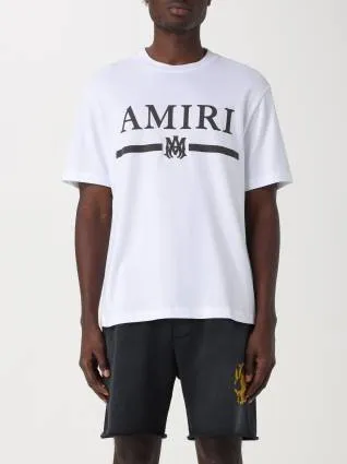 AMIRI  |Crew Neck Pullovers Street Style Cotton Short Sleeves Logo