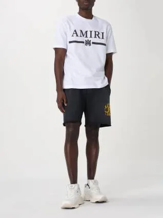 AMIRI  |Crew Neck Pullovers Street Style Cotton Short Sleeves Logo