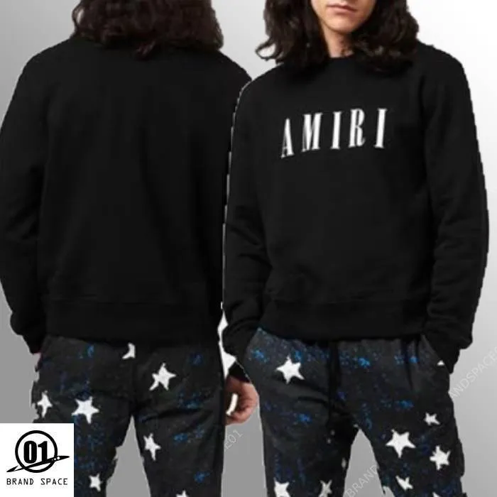 AMIRI  |Crew Neck Pullovers Street Style Long Sleeves Plain Cotton