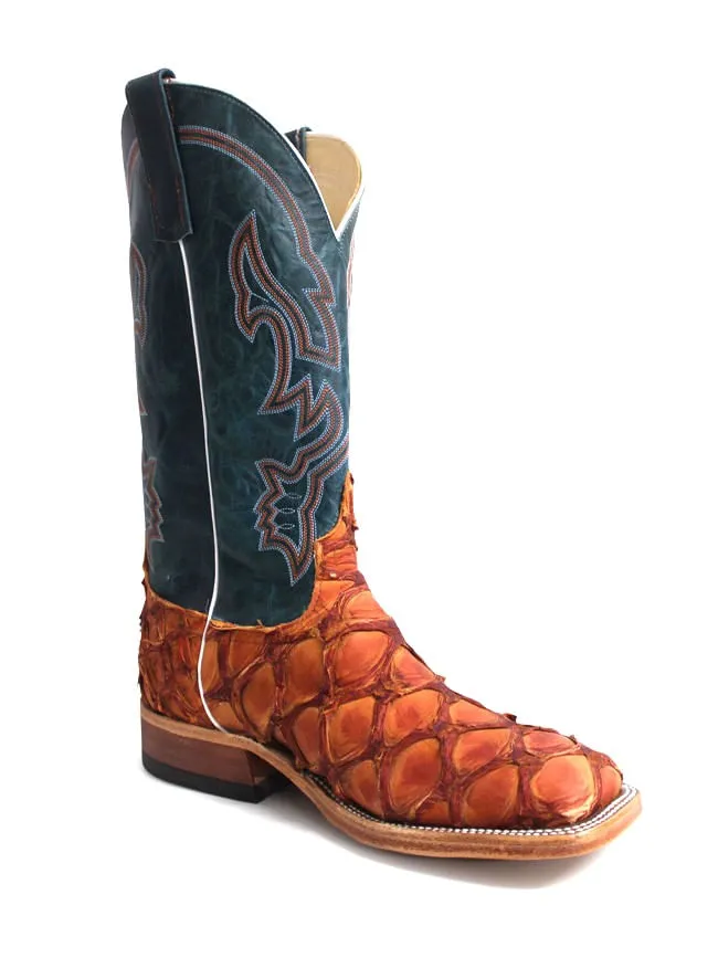 Anderson Bean Mens Cognac Big Bass Teal Fainting Goat Boots