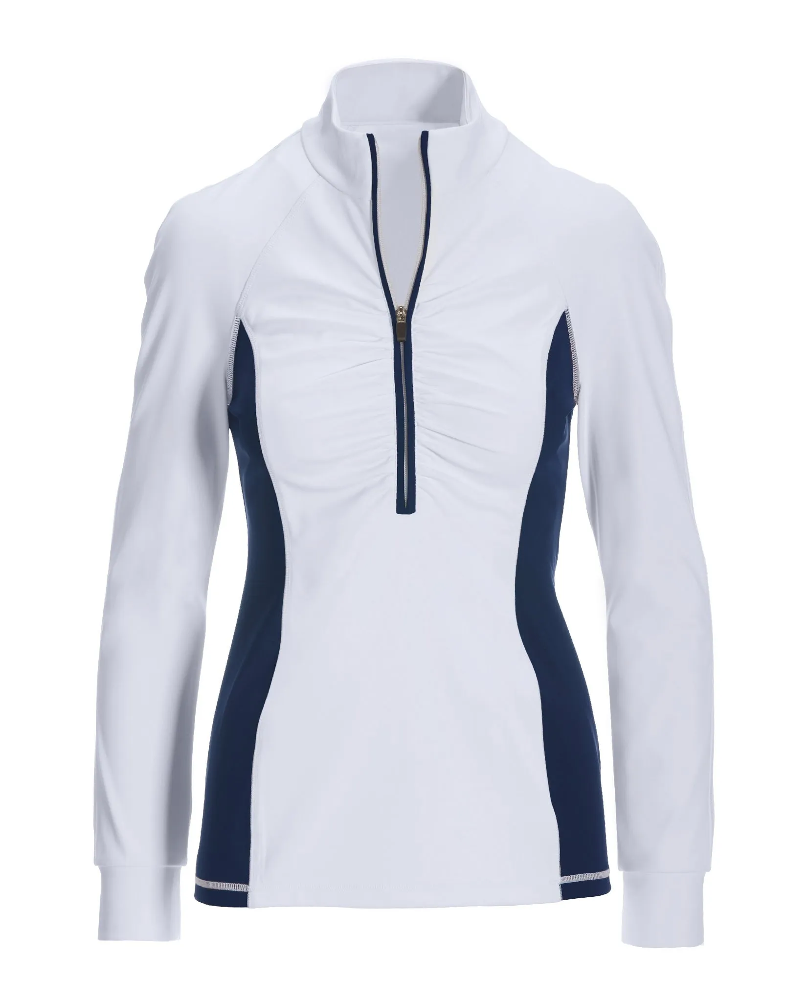 B Active Long Sleeve Ruched Sport Top White/Navy