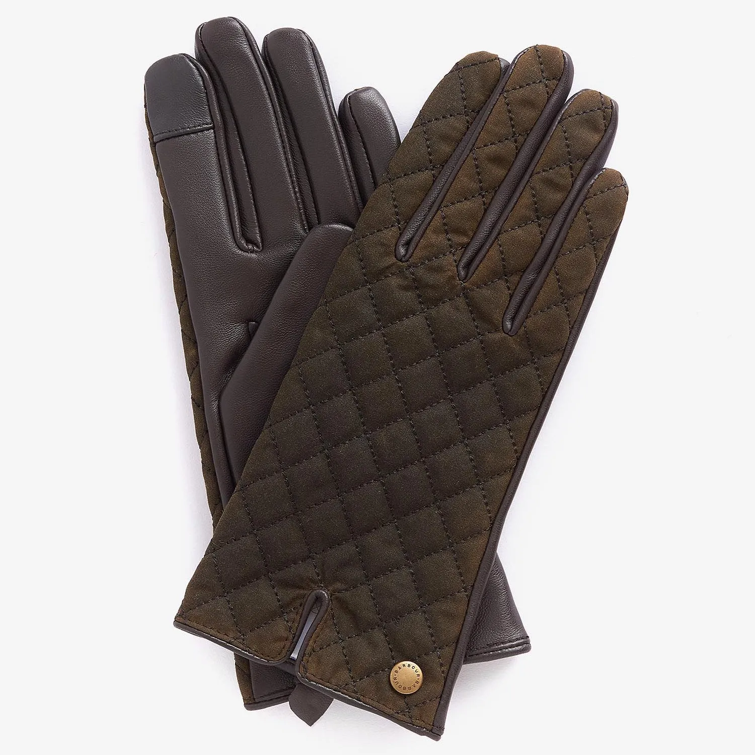 Barbour Ladies Scarlet Gloves in Olive/Brown