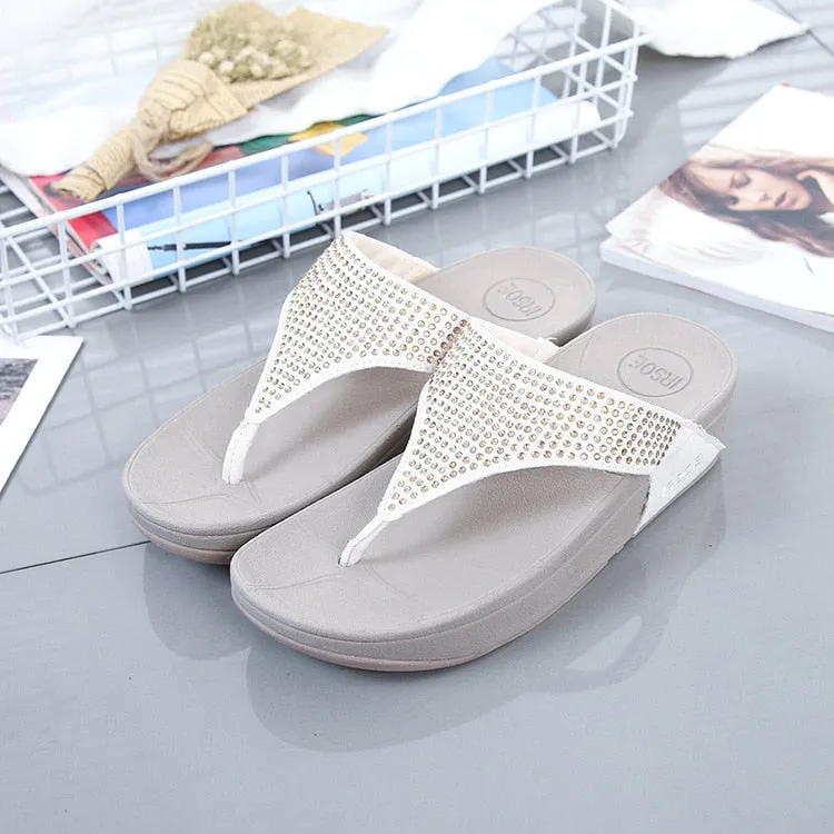 Beige Leisure Style Solid Pattern Flat Flip-Flop Slippers for Women