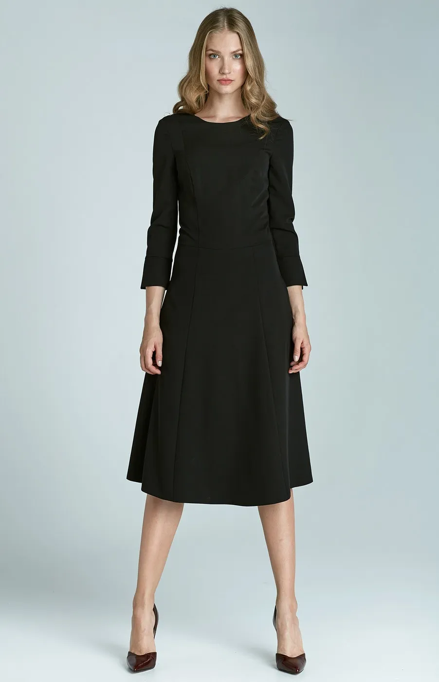 Black long sleeves flared cocktail dress