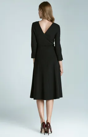 Black long sleeves flared cocktail dress