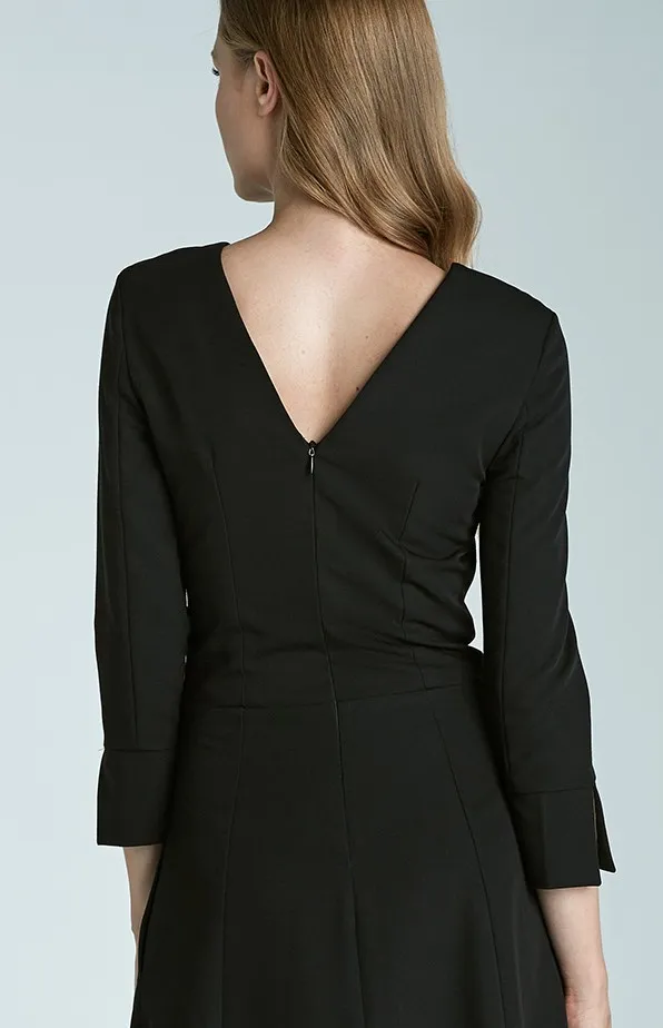 Black long sleeves flared cocktail dress