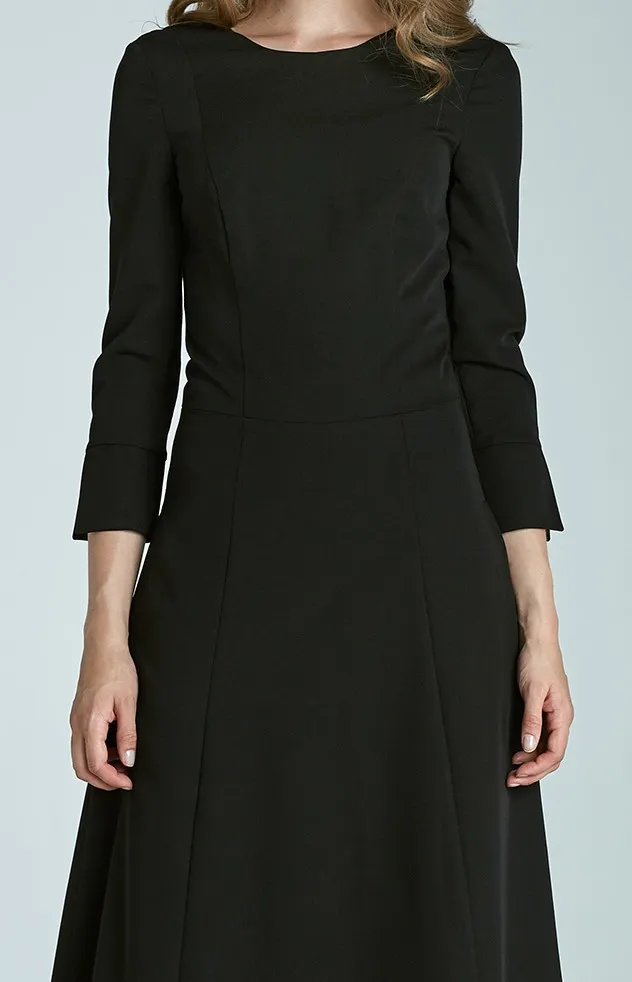 Black long sleeves flared cocktail dress