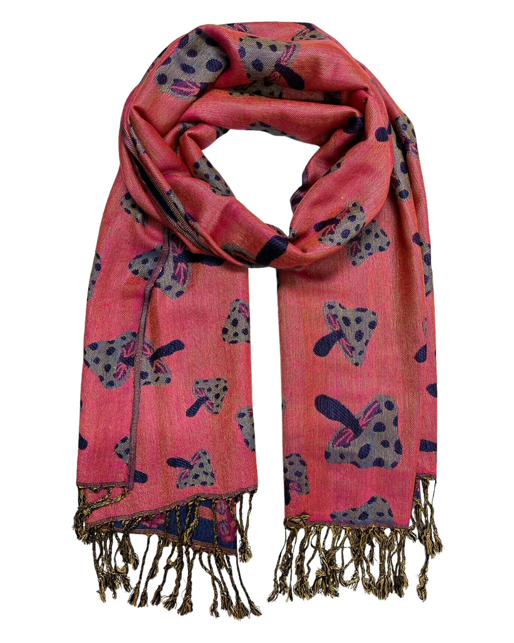 Blue & Pink Reversible Mushroom Rave Pashmina