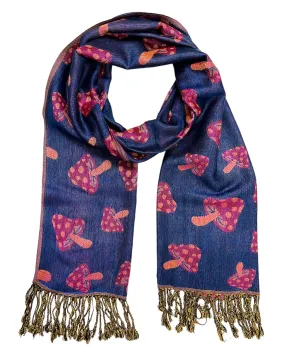 Blue & Pink Reversible Mushroom Rave Pashmina