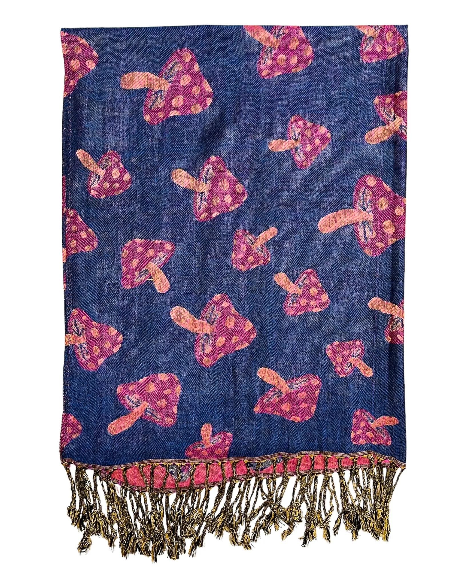 Blue & Pink Reversible Mushroom Rave Pashmina