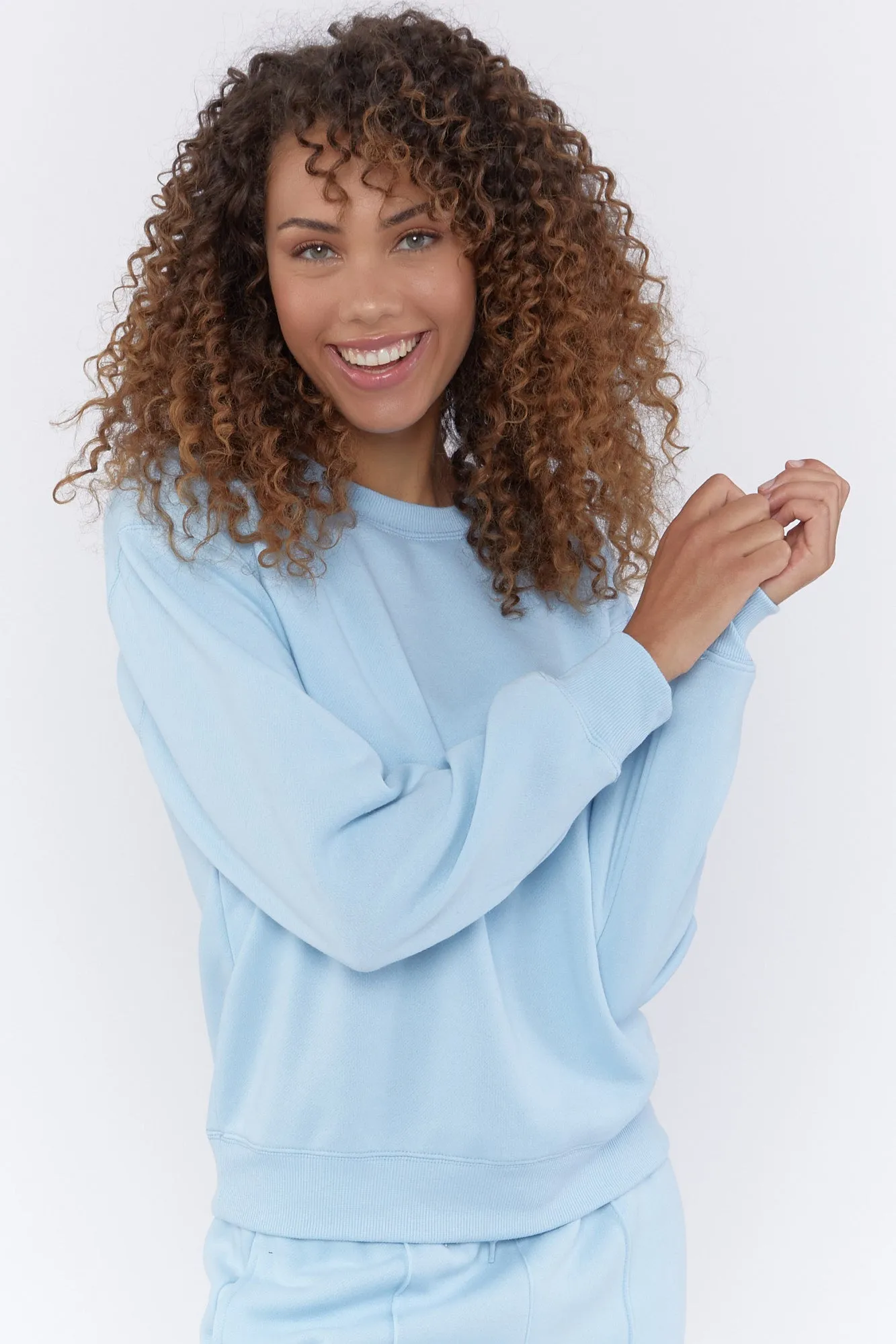 Blue Basic Fleece Crew Neck Sweatshirt