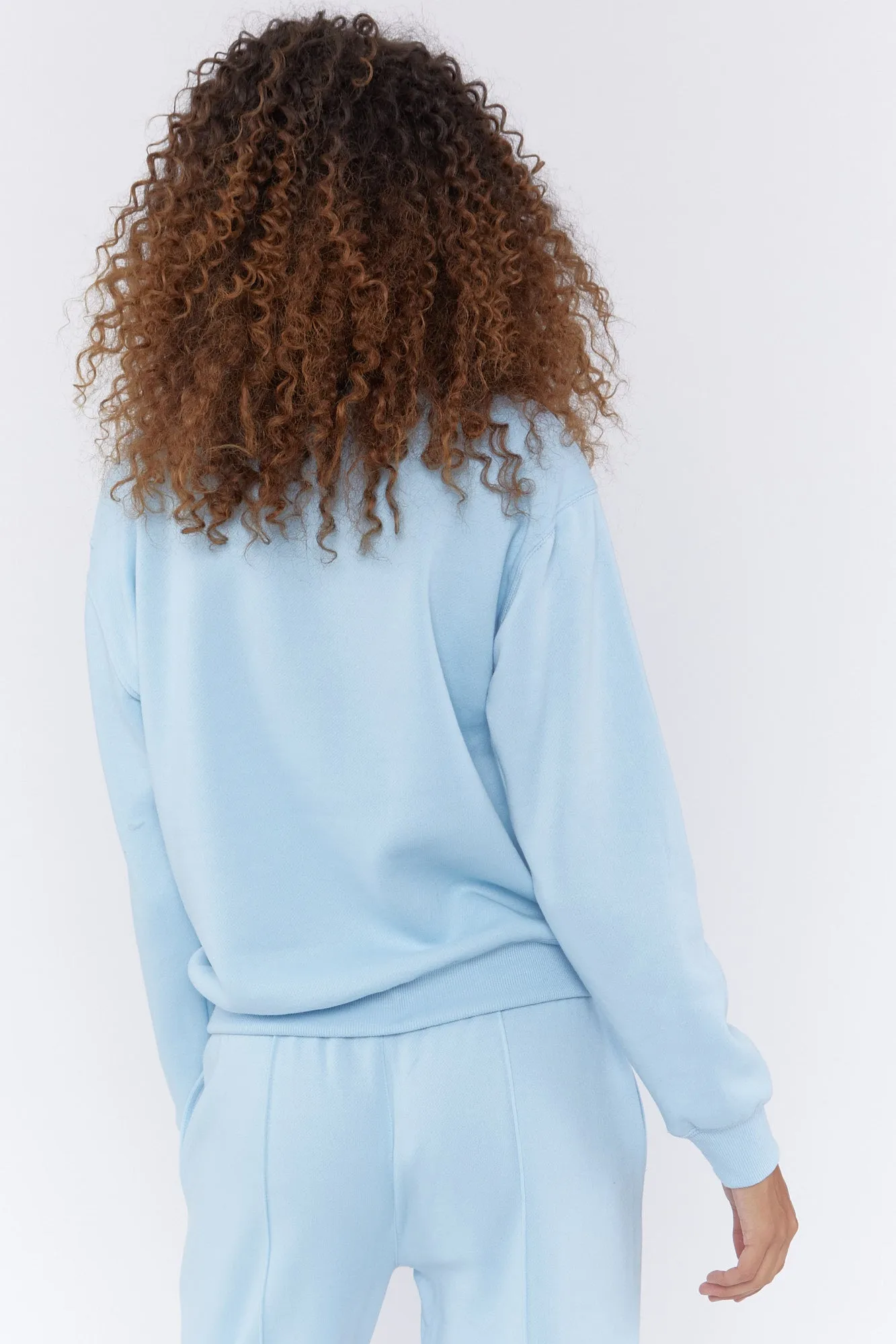 Blue Basic Fleece Crew Neck Sweatshirt