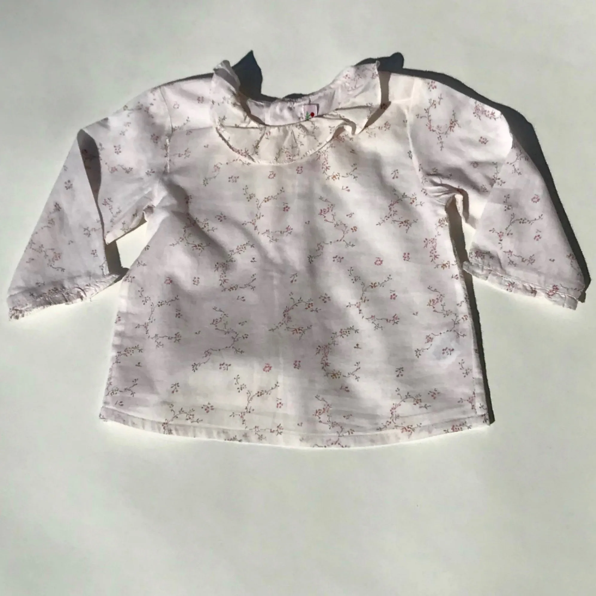 Bonpoint Floral Cotton Blouse With Collar: 12 Months