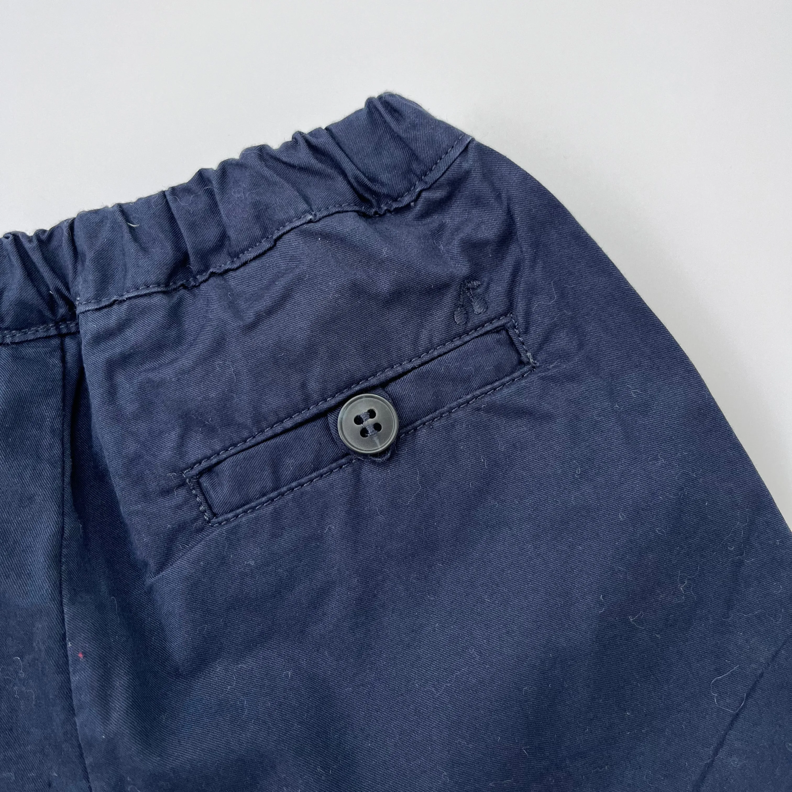 Bonpoint Navy Cotton Chino Trousers: 12 Months