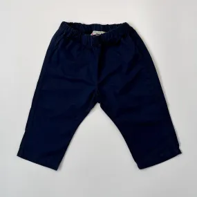 Bonpoint Navy Cotton Chino Trousers: 12 Months