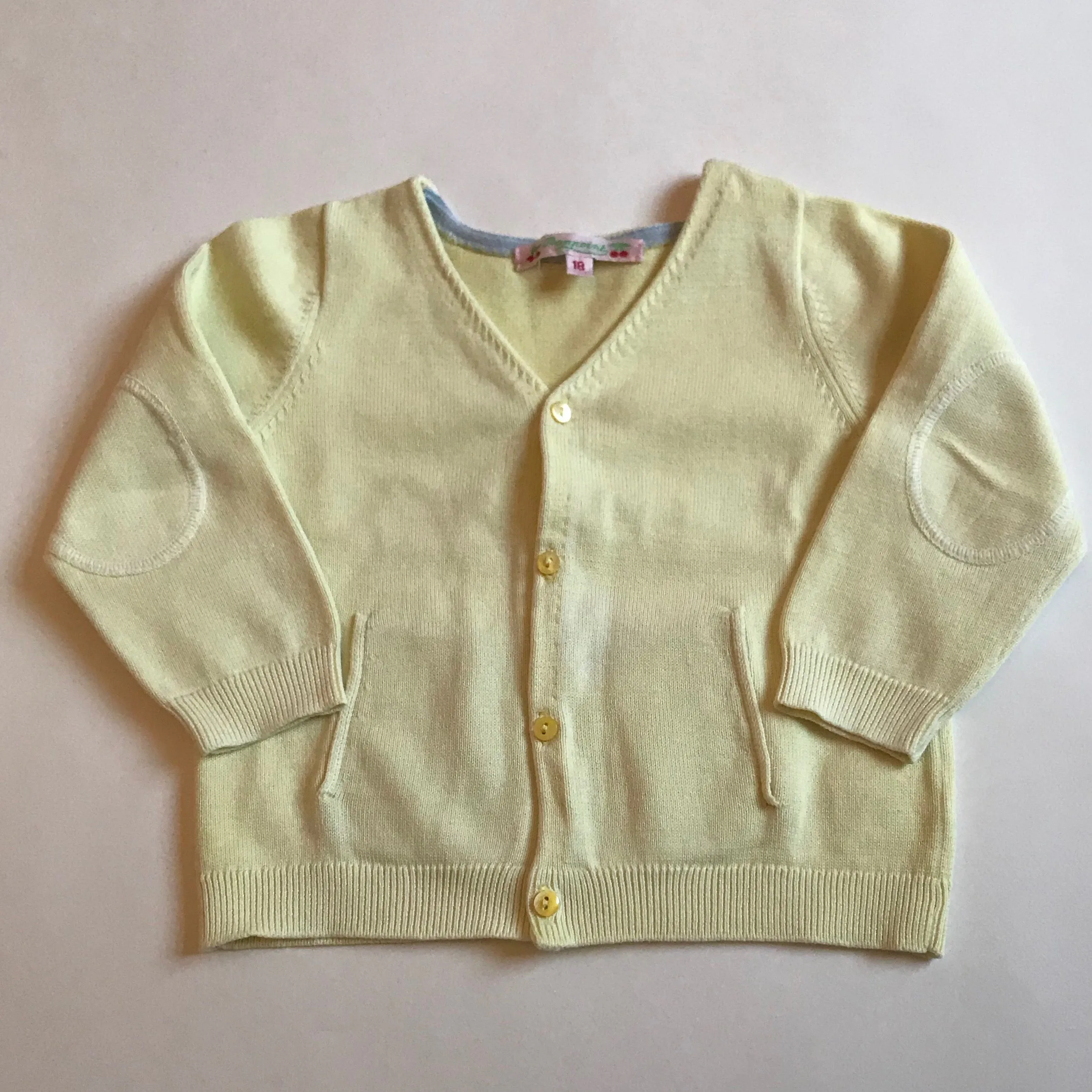 Bonpoint Pale Lemon Cotton Cardigan