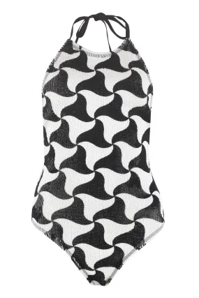 Bottega Veneta Wavy Triangle Printed Swimsuit