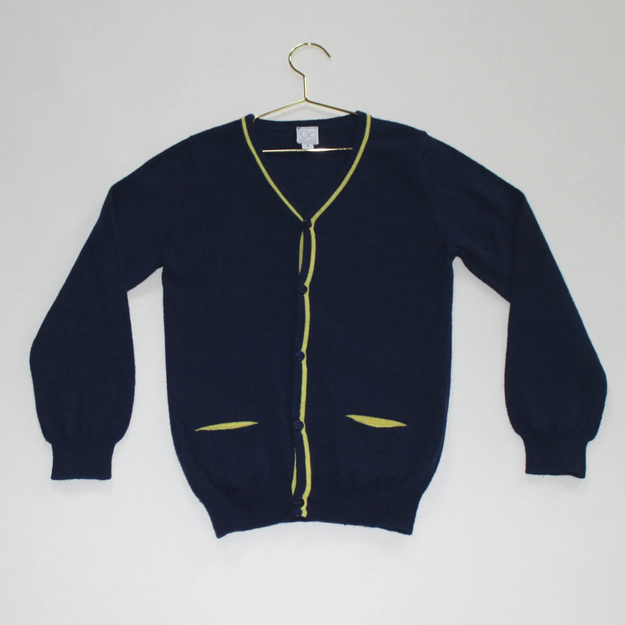 C de C Navy Cardigan With Yellow Trim: 6 Years