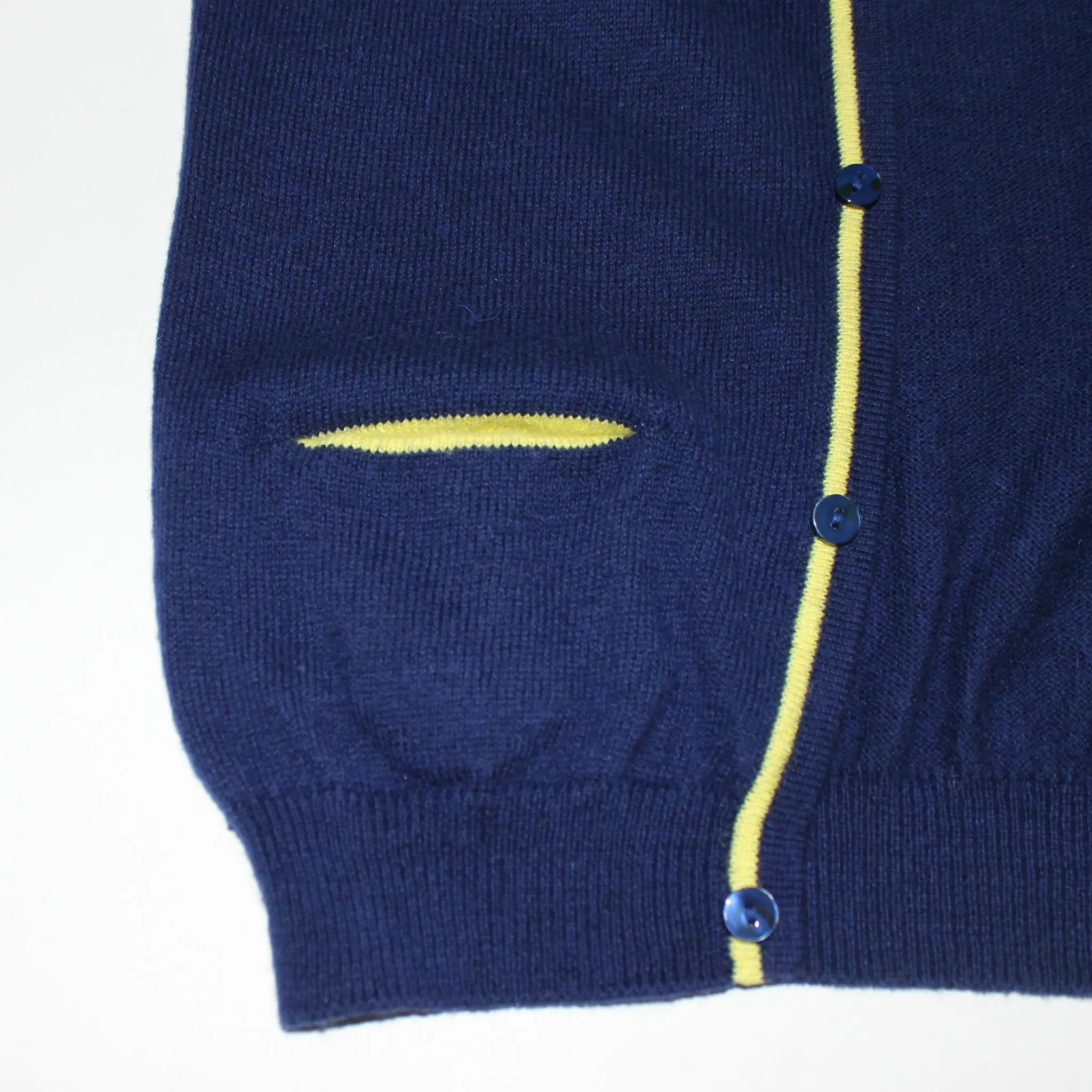 C de C Navy Cardigan With Yellow Trim: 6 Years