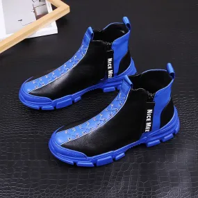 Casual Men's Solid Cow Leather Breathable Vulcanize Tennis Boots Shoes