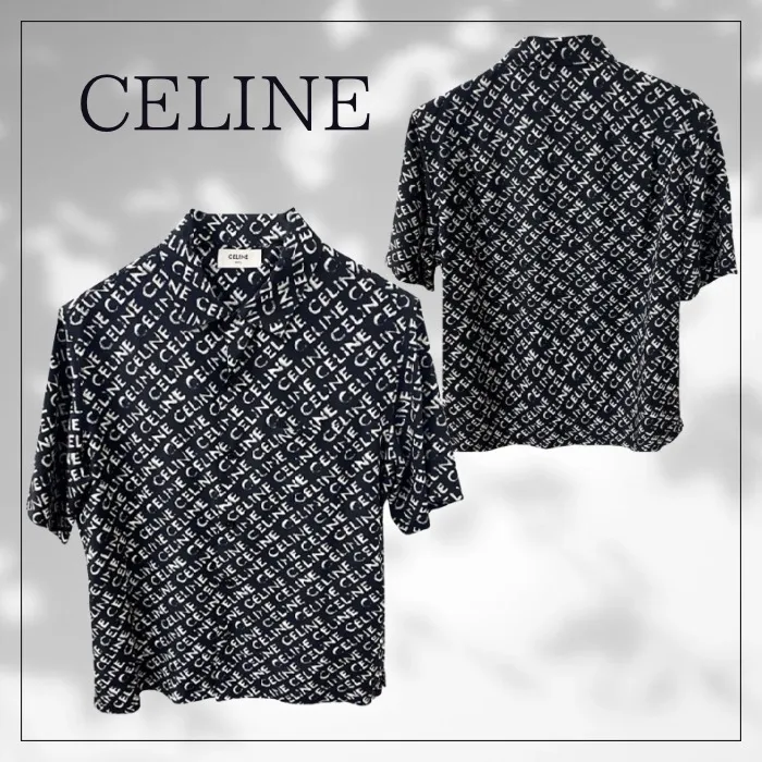 CELINE  |Pullovers Monogram Unisex Silk Street Style Short Sleeves