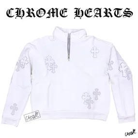 CHROME HEARTS  |Gyn w/ Paper Jam Half Zip Sweatshirt with Cross Patches