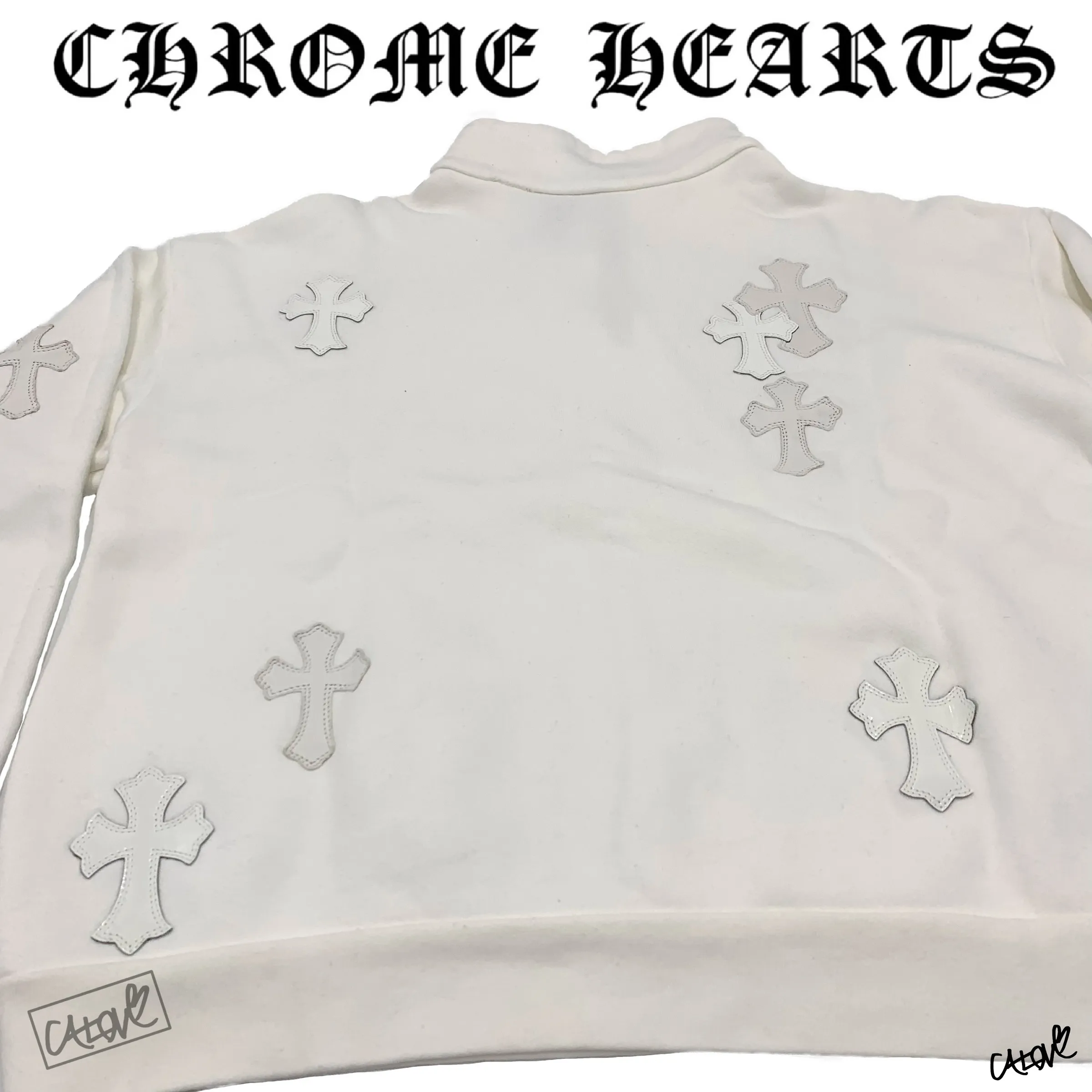 CHROME HEARTS  |Gyn w/ Paper Jam Half Zip Sweatshirt with Cross Patches