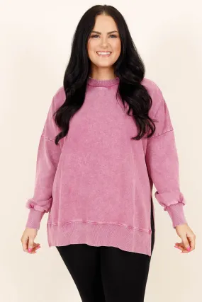 Cozy Crewneck Pullover, Berry