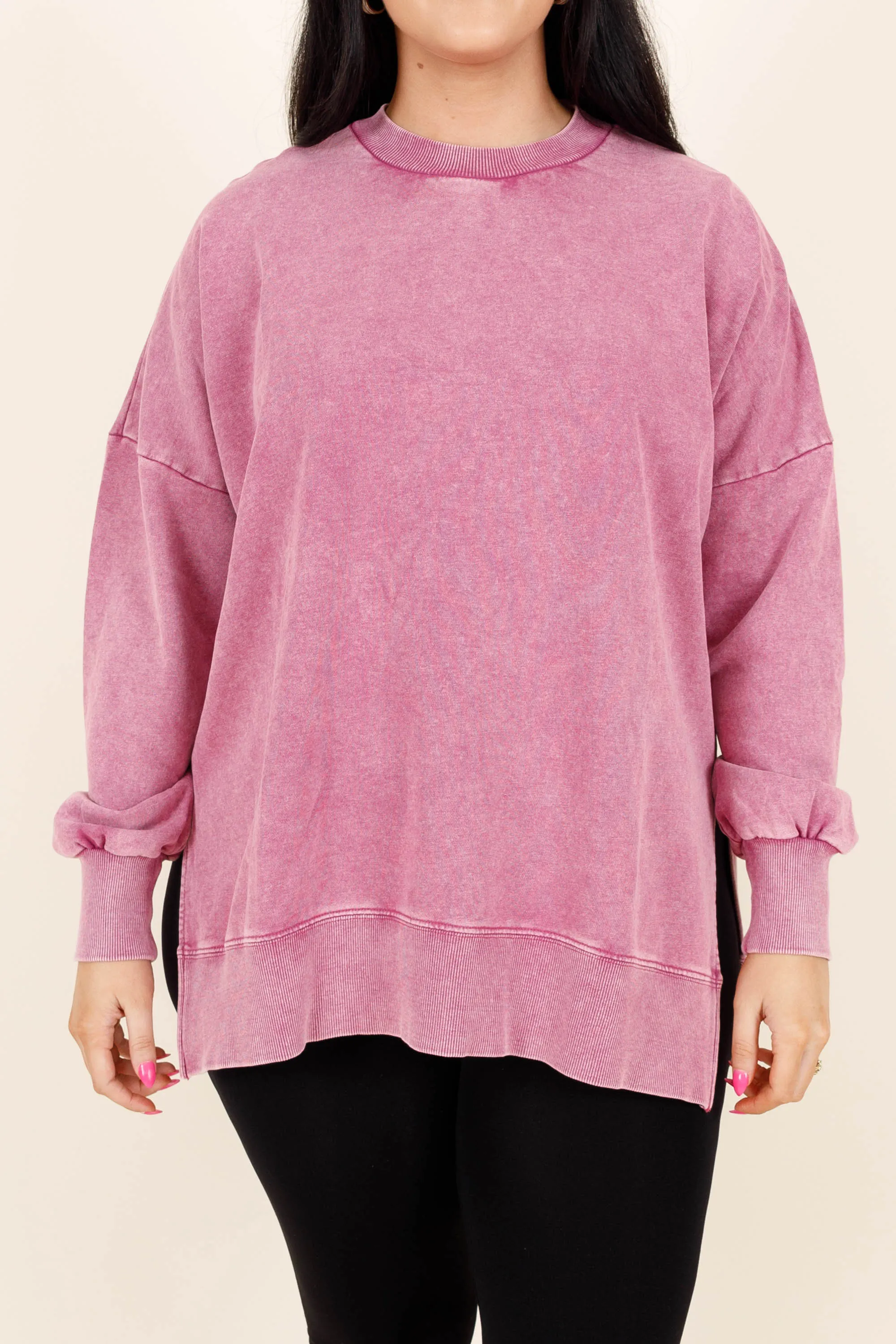 Cozy Crewneck Pullover, Berry