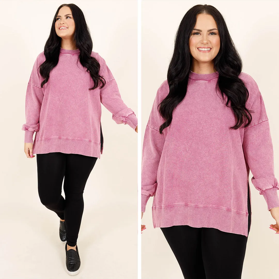 Cozy Crewneck Pullover, Berry