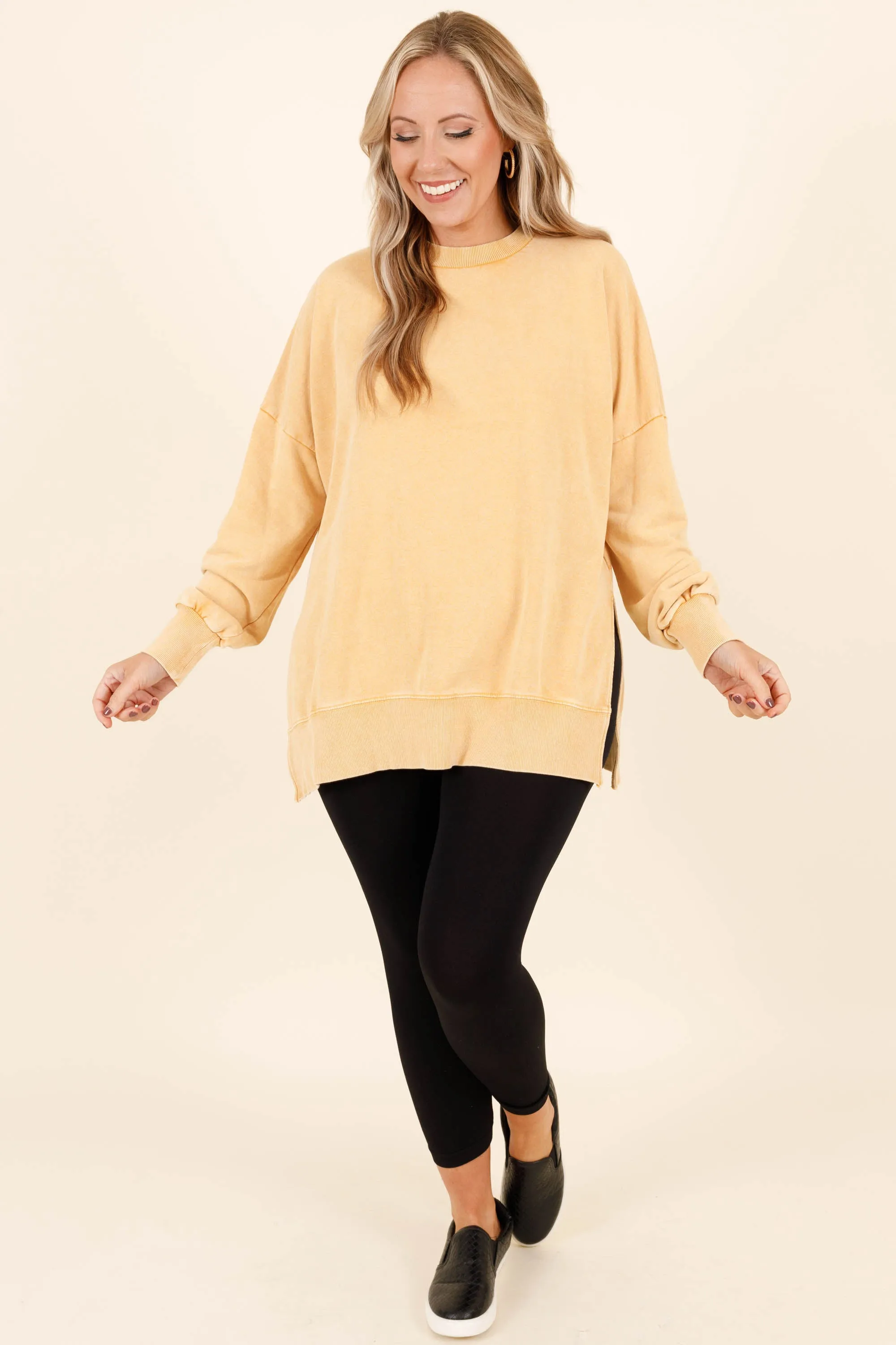 Cozy Crewneck Pullover, Mustard