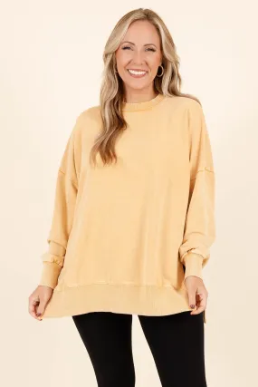 Cozy Crewneck Pullover, Mustard