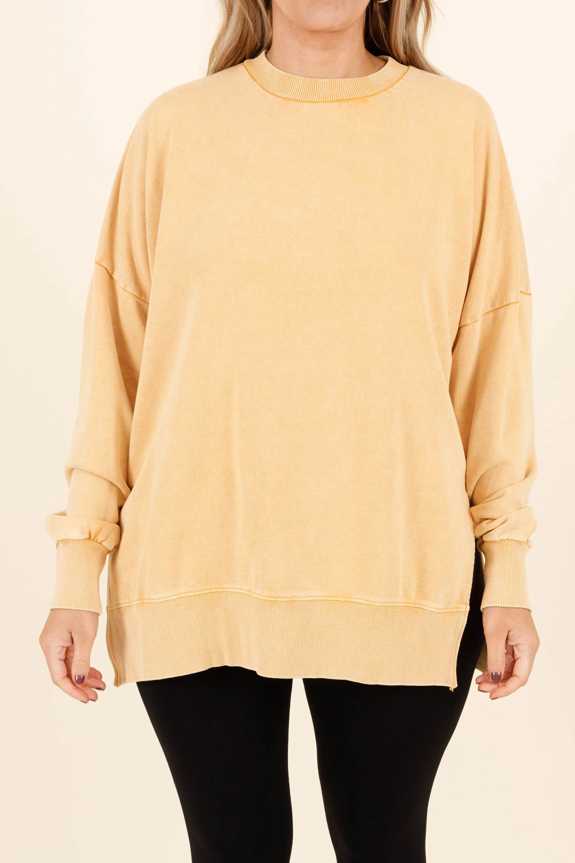 Cozy Crewneck Pullover, Mustard