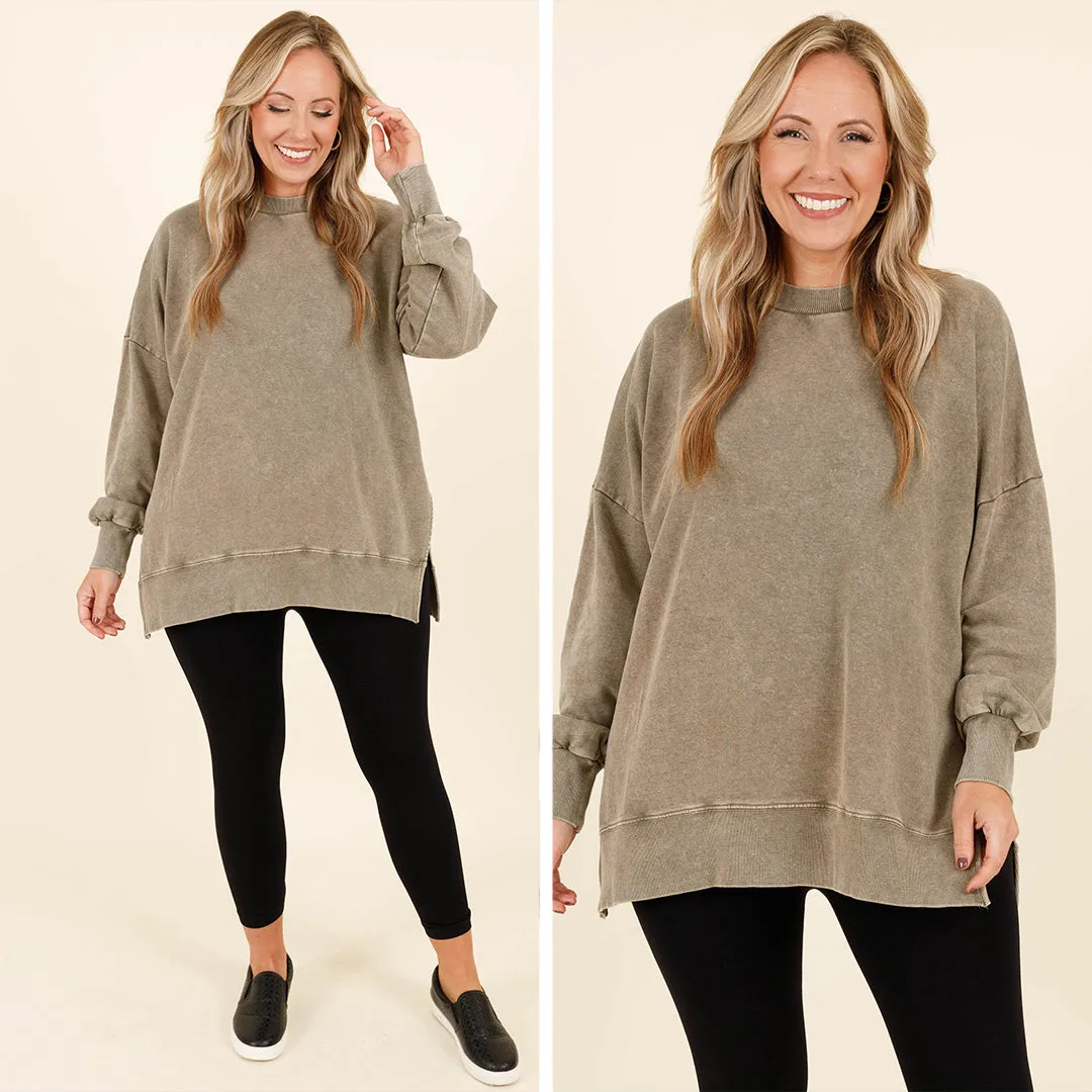 Cozy Crewneck Pullover, Olive