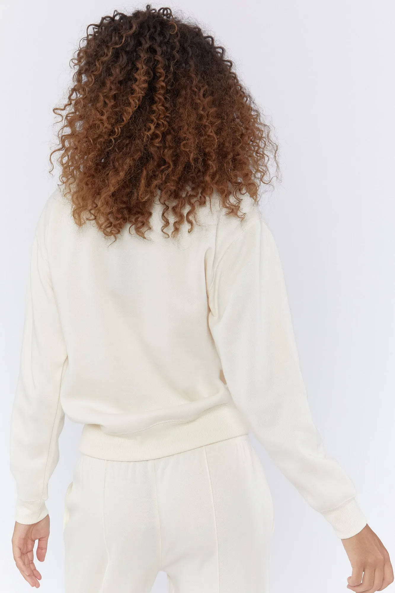 Cream Basic Fleece Crew Neck Sweatshirt