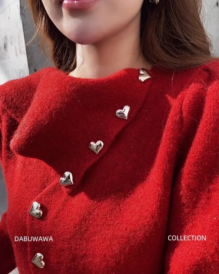 Dabuwawa  |Heart Long Sleeves Plain Cardigans