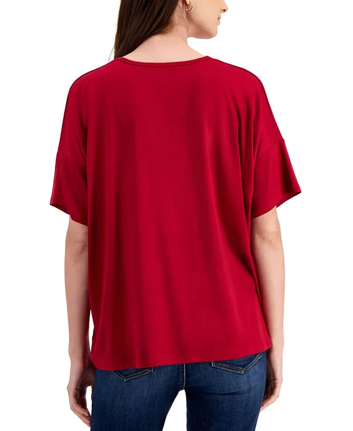 Eileen Fisher Women's Crewneck Top Red Size Medium