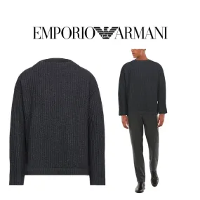 EMPORIO ARMANI  |Long Sleeves Plain Sweaters